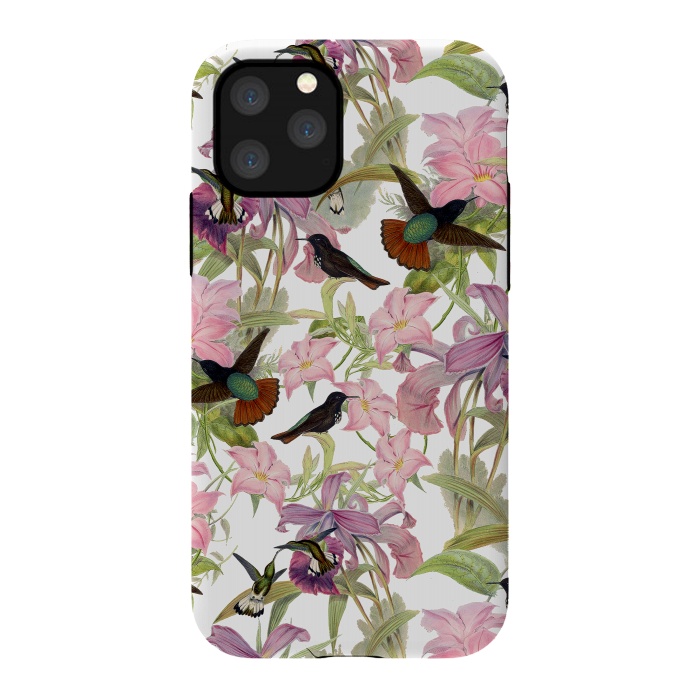 iPhone 11 Pro StrongFit Hummingbirds and Tropical Flowers by  Utart