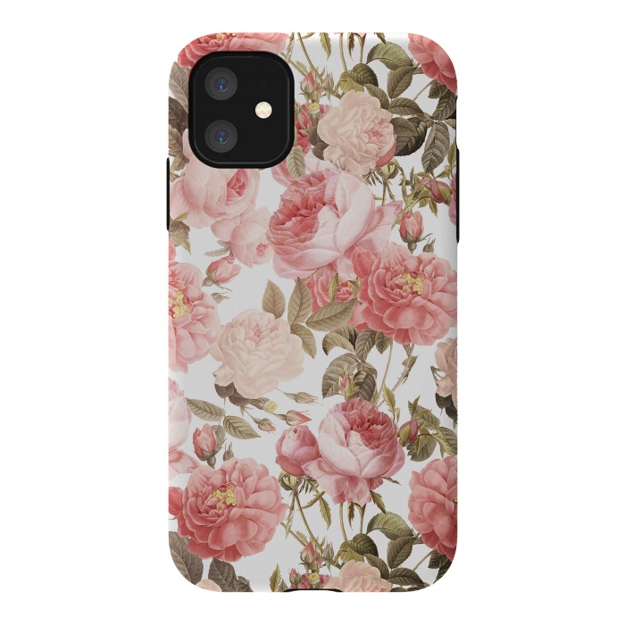iPhone 11 StrongFit Peach Victorian Roses by  Utart