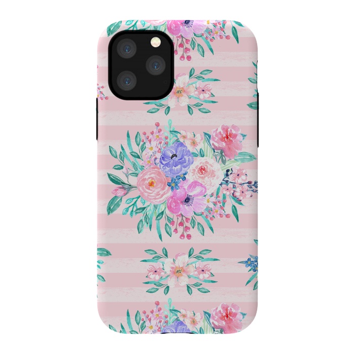 iPhone 11 Pro StrongFit Beautiful watercolor garden floral paint by InovArts