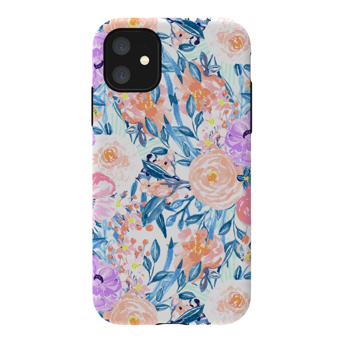 iPhone 11 StrongFit Modern watercolor garden floral paint by InovArts