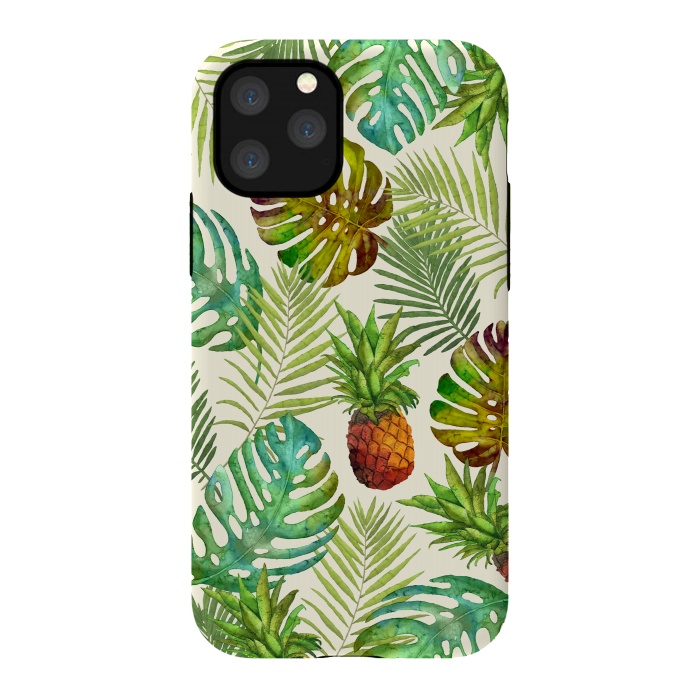 iPhone 11 Pro StrongFit Pineapple and Monstera by Creativeaxle