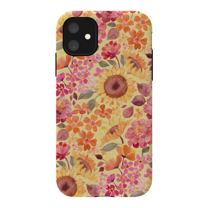 iPhone 11 StrongFit Happy Boho Autumn Floral  by Micklyn Le Feuvre