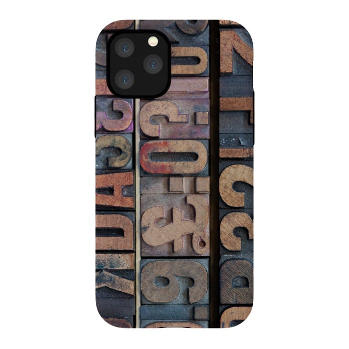 iPhone 11 Pro StrongFit Old Wooden Print Blocks by Andrea Haase