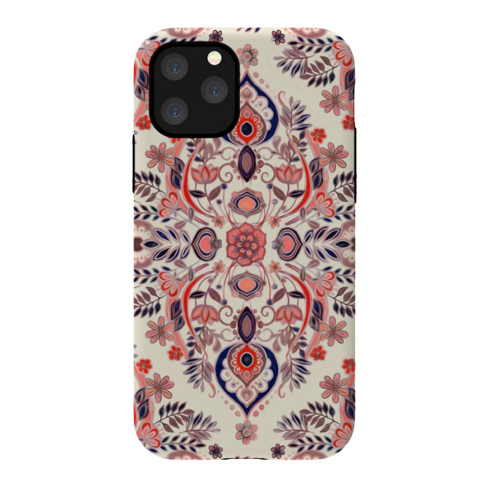 iPhone 11 Pro StrongFit Modern Folk in Coral Red and Indigo by Micklyn Le Feuvre