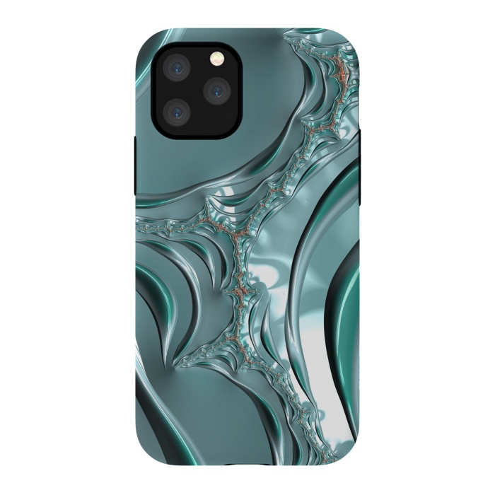 iPhone 11 Pro StrongFit Shiny blue teal fractal 2 by Andrea Haase