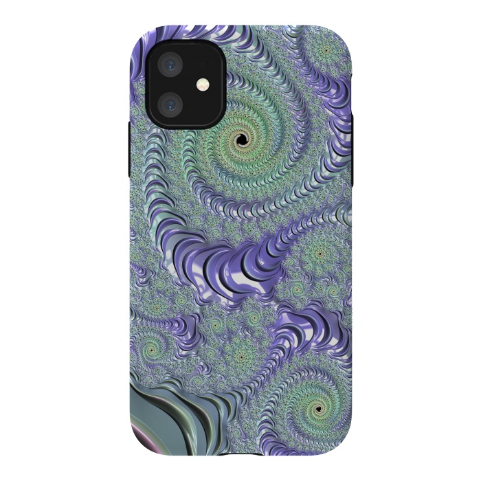 iPhone 11 StrongFit Teal And Purple Fractal Design by Andrea Haase