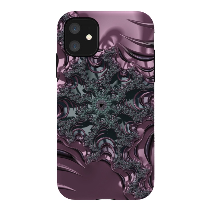 iPhone 11 StrongFit Shiny Pink Green Fractal Design by Andrea Haase