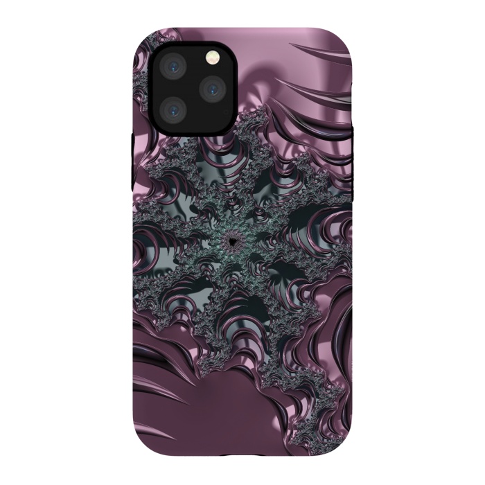 iPhone 11 Pro StrongFit Shiny Pink Green Fractal Design by Andrea Haase