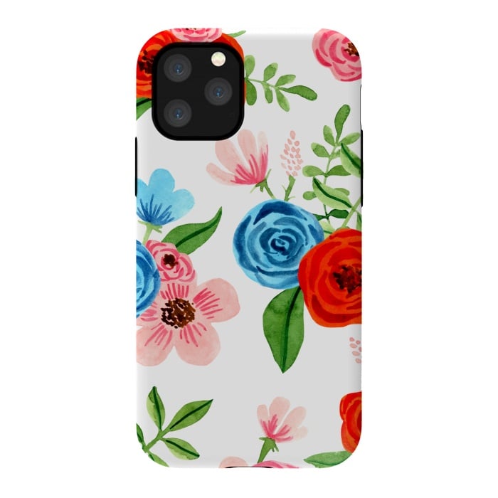 iPhone 11 Pro StrongFit White Ditsy Block Floral Garden Print by Becky Starsmore