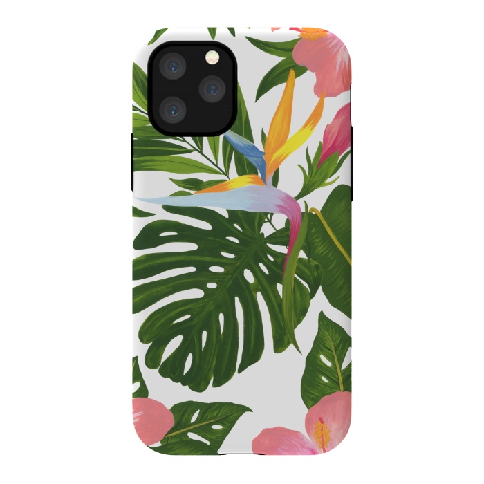 iPhone 11 Pro StrongFit Bird Of Paradise Jungle Floral Print by Becky Starsmore
