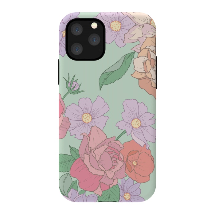 iPhone 11 Pro StrongFit Green Floral Bouquet Print by Becky Starsmore
