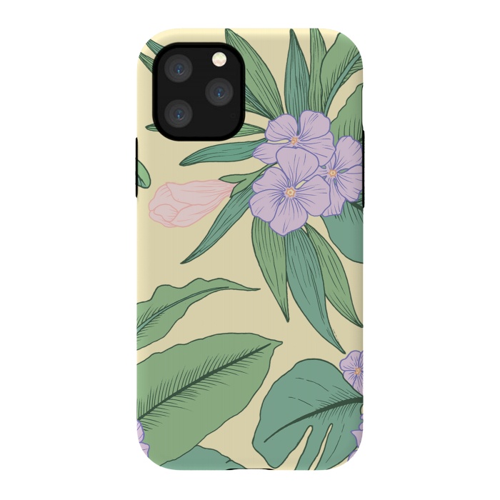 iPhone 11 Pro StrongFit Yellow Tropical Floral Print by Becky Starsmore