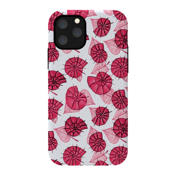 iPhone 11 Pro StrongFit Pink Snails And LeavesPattern by Boriana Giormova
