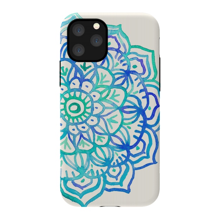 iPhone 11 Pro StrongFit Watercolor Mandala in Ocean Colors by Micklyn Le Feuvre