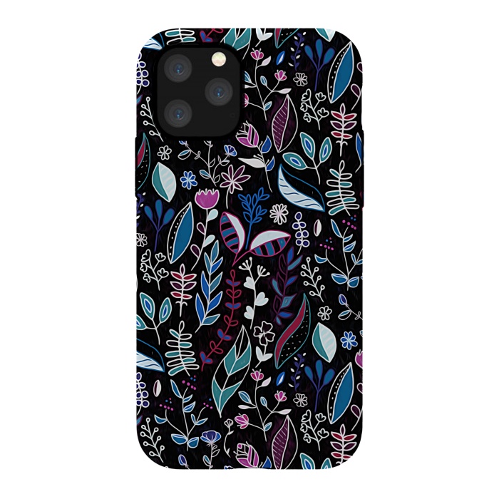 iPhone 11 Pro StrongFit Vibrant Midnight Nature Doodle by Tigatiga