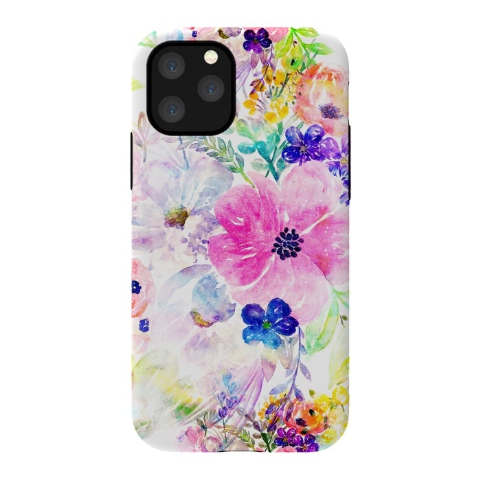iPhone 11 Pro StrongFit Pretty watercolor floral hand paint design by InovArts