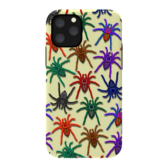 iPhone 11 Pro StrongFit Spiders Colorful Halloween Tarantulas Pattern by BluedarkArt