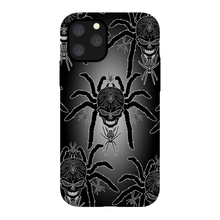 iPhone 11 Pro StrongFit Spider Skull Tattoo Black and Whi by BluedarkArt