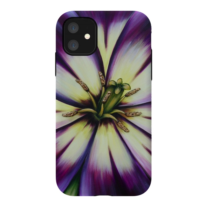 iPhone 11 StrongFit Plum Tulip by Denise Cassidy Wood