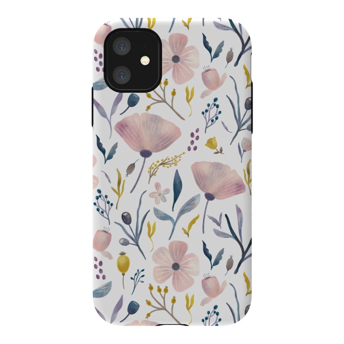 iPhone 11 StrongFit Delicate Pastel Floral by Noonday Design