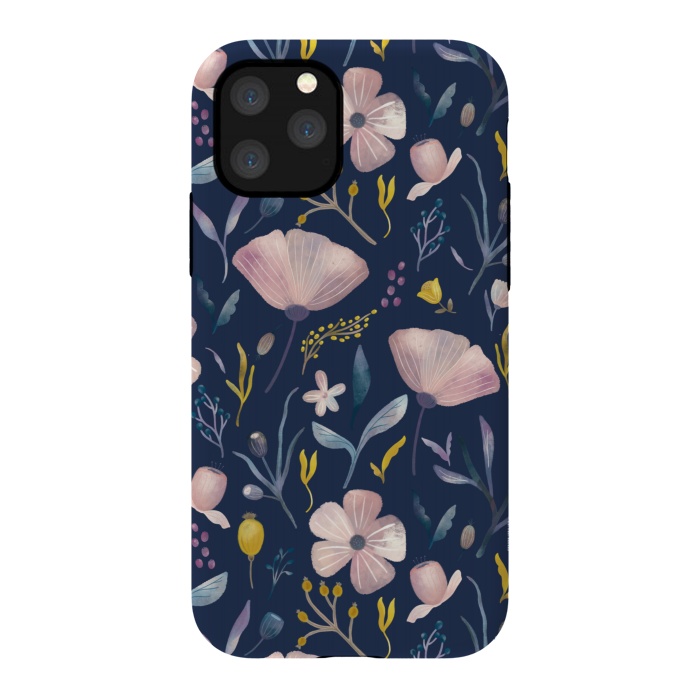 iPhone 11 Pro StrongFit Delicate Pastel Floral on Blue by Noonday Design