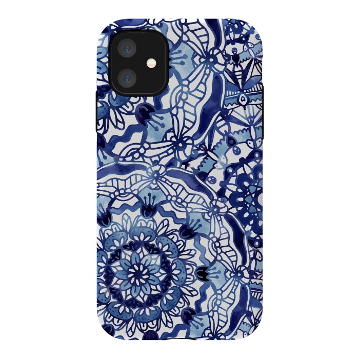 iPhone 11 StrongFit Delft Blue Mandalas by Noonday Design