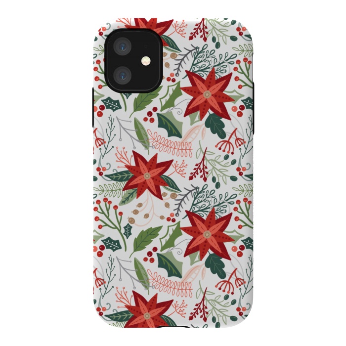 iPhone 11 StrongFit Festive Poinsettias by Noonday Design