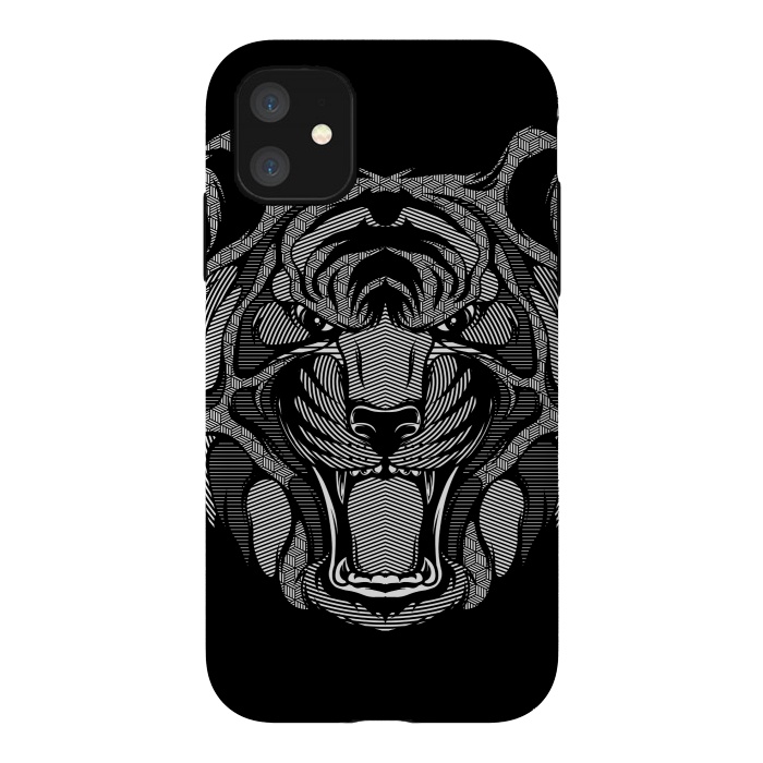 iPhone 11 StrongFit Tiger Zentangle by Afif Quilimo