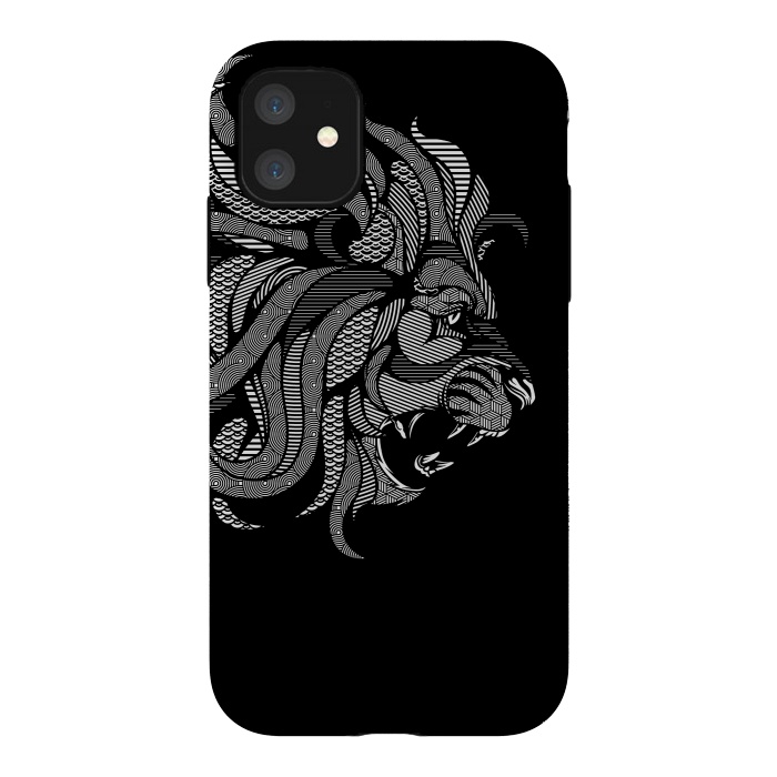 iPhone 11 StrongFit Lion Zentangle by Afif Quilimo