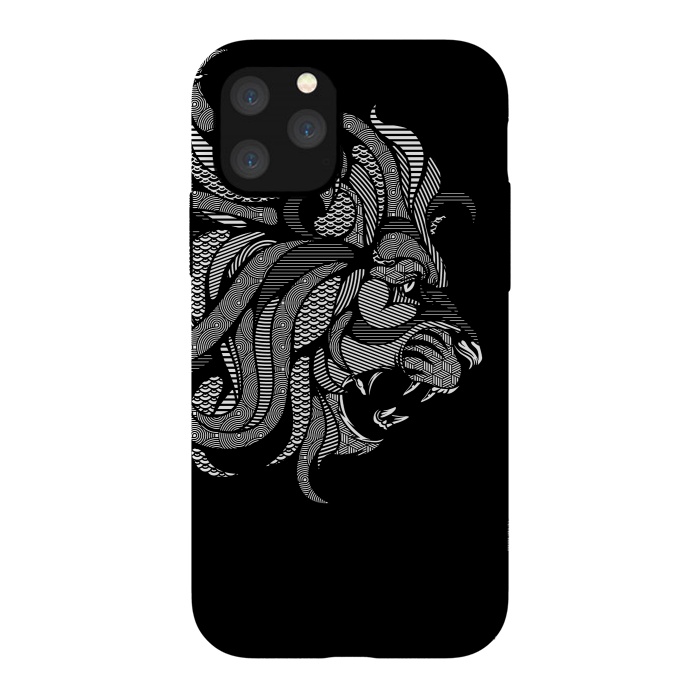 iPhone 11 Pro StrongFit Lion Zentangle by Afif Quilimo