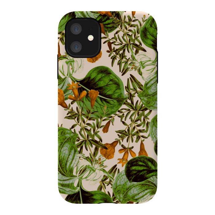 iPhone 11 StrongFit Orange Floral Botanic by Zala Farah