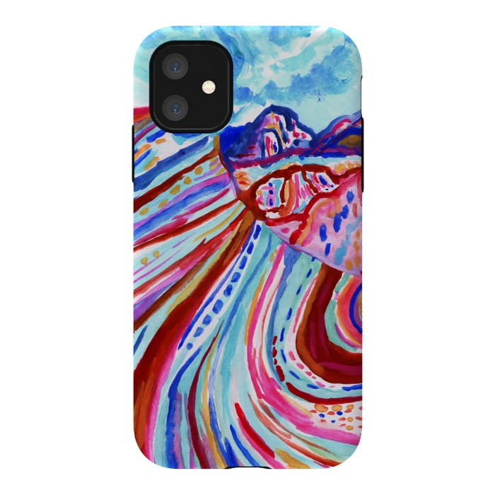 iPhone 11 StrongFit Abstract Rainbow Mountains  by Tigatiga