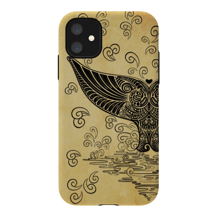 iPhone 11 StrongFit Whale Tail Boho Vintage Tattoo Style by BluedarkArt