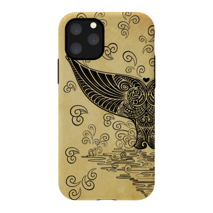 iPhone 11 Pro StrongFit Whale Tail Boho Vintage Tattoo Style by BluedarkArt