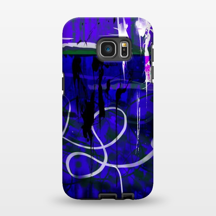 Galaxy S7 EDGE StrongFit Blue paint strokes phone case by Josie