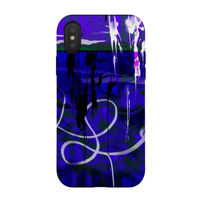 iPhone Xs / X StrongFit Blue paint strokes phone case by Josie