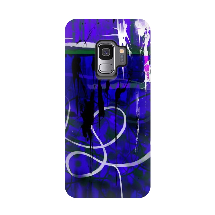 Galaxy S9 StrongFit Blue paint strokes phone case by Josie