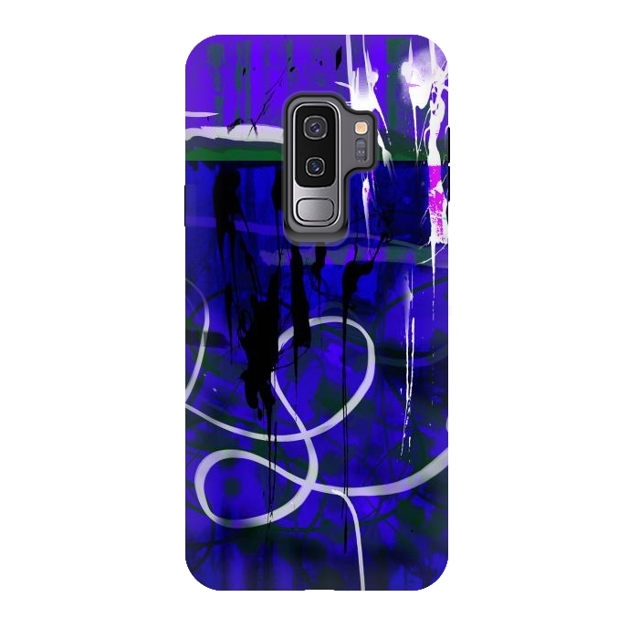 Galaxy S9 plus StrongFit Blue paint strokes phone case by Josie