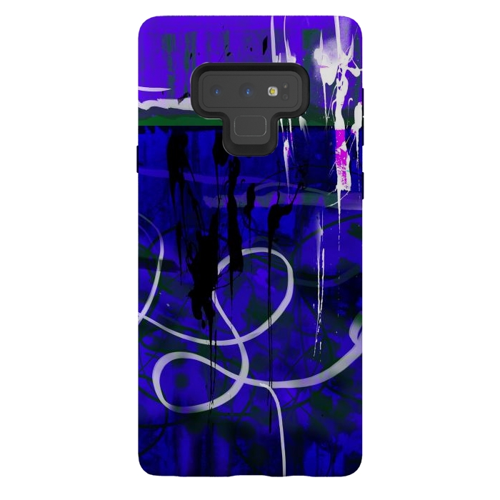 Galaxy Note 9 StrongFit Blue paint strokes phone case by Josie