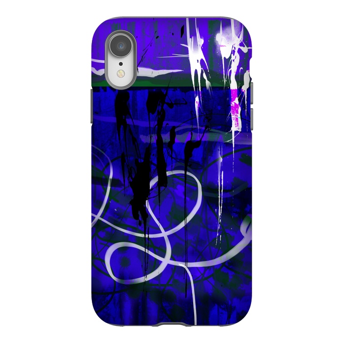 iPhone Xr StrongFit Blue paint strokes phone case by Josie