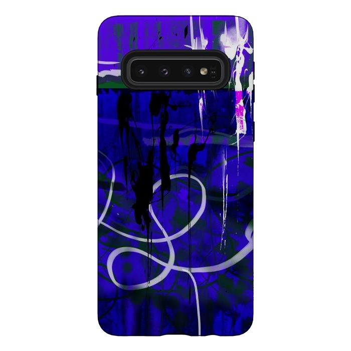 Galaxy S10 StrongFit Blue paint strokes phone case by Josie