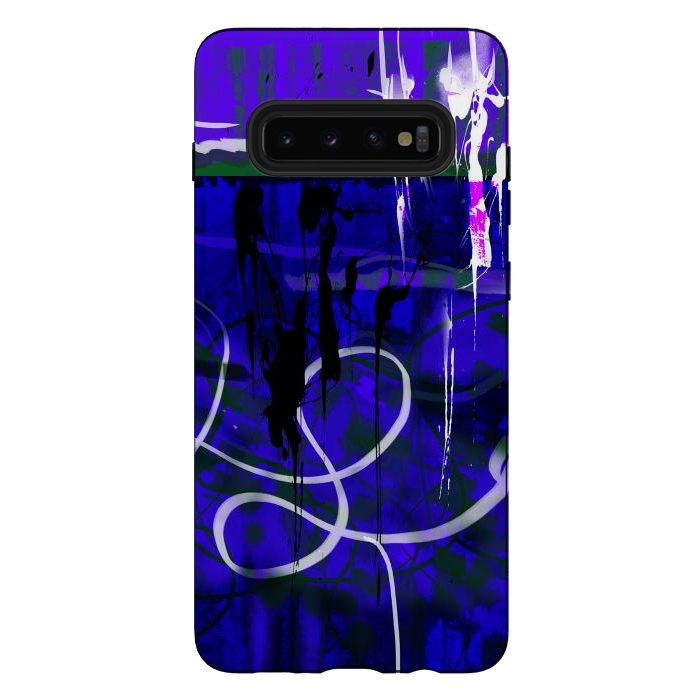 Galaxy S10 plus StrongFit Blue paint strokes phone case by Josie