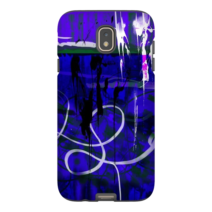 Galaxy J7 StrongFit Blue paint strokes phone case by Josie