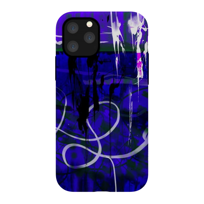 iPhone 11 Pro StrongFit Blue paint strokes phone case by Josie