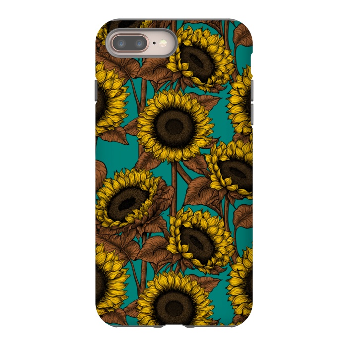 iPhone 7 plus StrongFit Sunflowers on turquoise by Katerina Kirilova