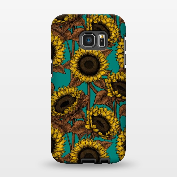 Galaxy S7 EDGE StrongFit Sunflowers on turquoise by Katerina Kirilova