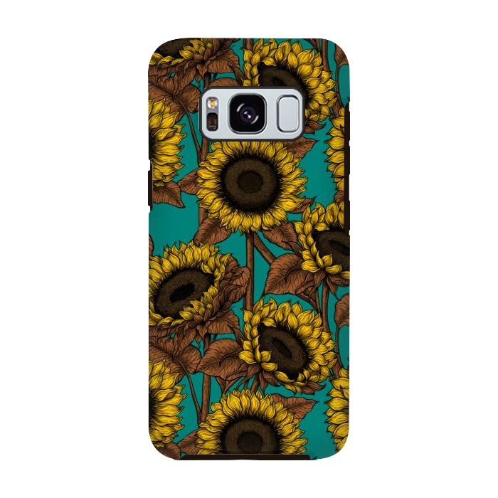 Galaxy S8 StrongFit Sunflowers on turquoise by Katerina Kirilova