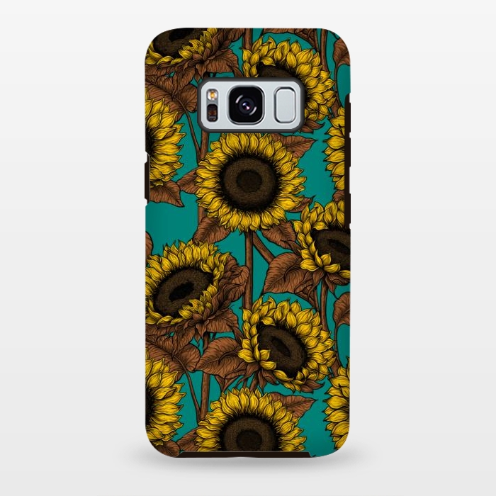 Galaxy S8 plus StrongFit Sunflowers on turquoise by Katerina Kirilova
