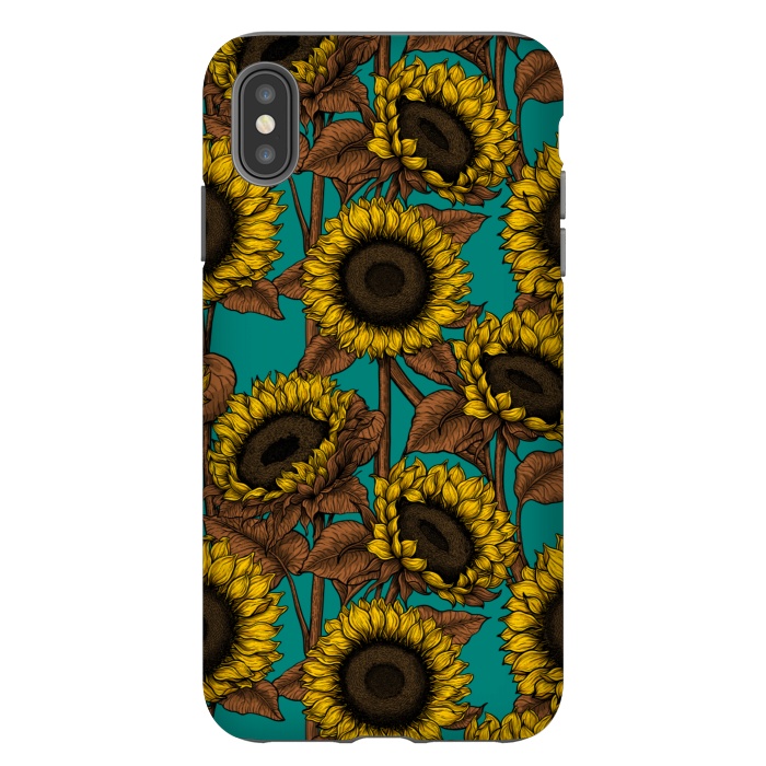 iPhone Xs Max StrongFit Sunflowers on turquoise by Katerina Kirilova