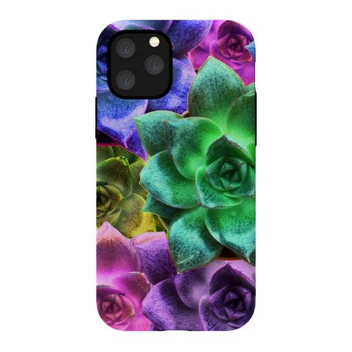 iPhone 11 Pro StrongFit Succulent Plants Psychedelic Colors Pattern by BluedarkArt